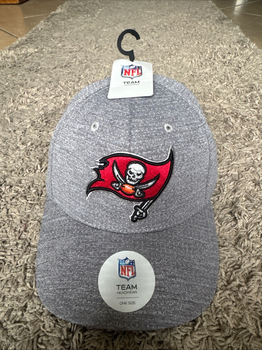 NFL Gray Heather Cap with Red Buccaneers Logo